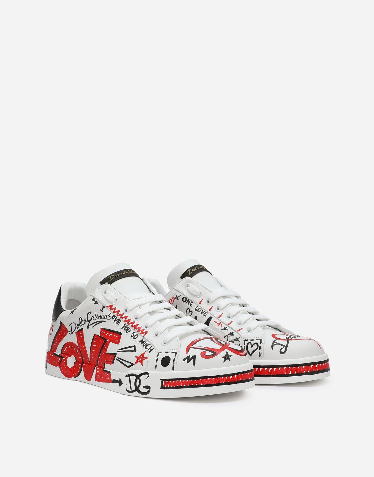 Men's Portofino Love Limited Edition Leather Sneakers Multicolor