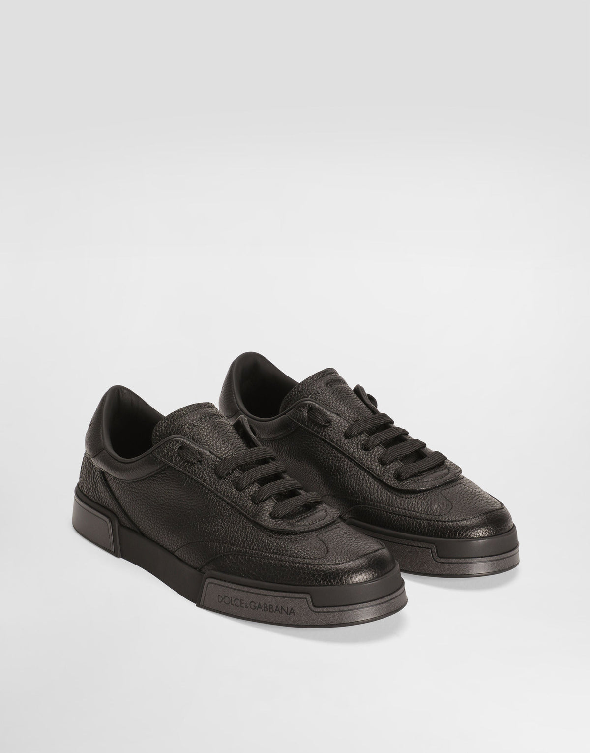Men's Portofino Yacht Tumbled Calfskin Lace-Up Sneakers Black