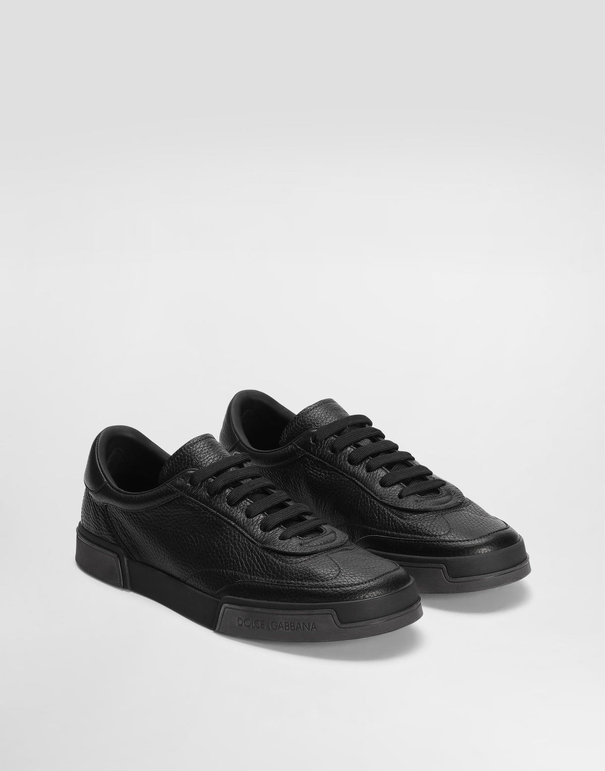 Men's Portofino Yacht Tumbled Calfskin Lace-Up Sneakers Black