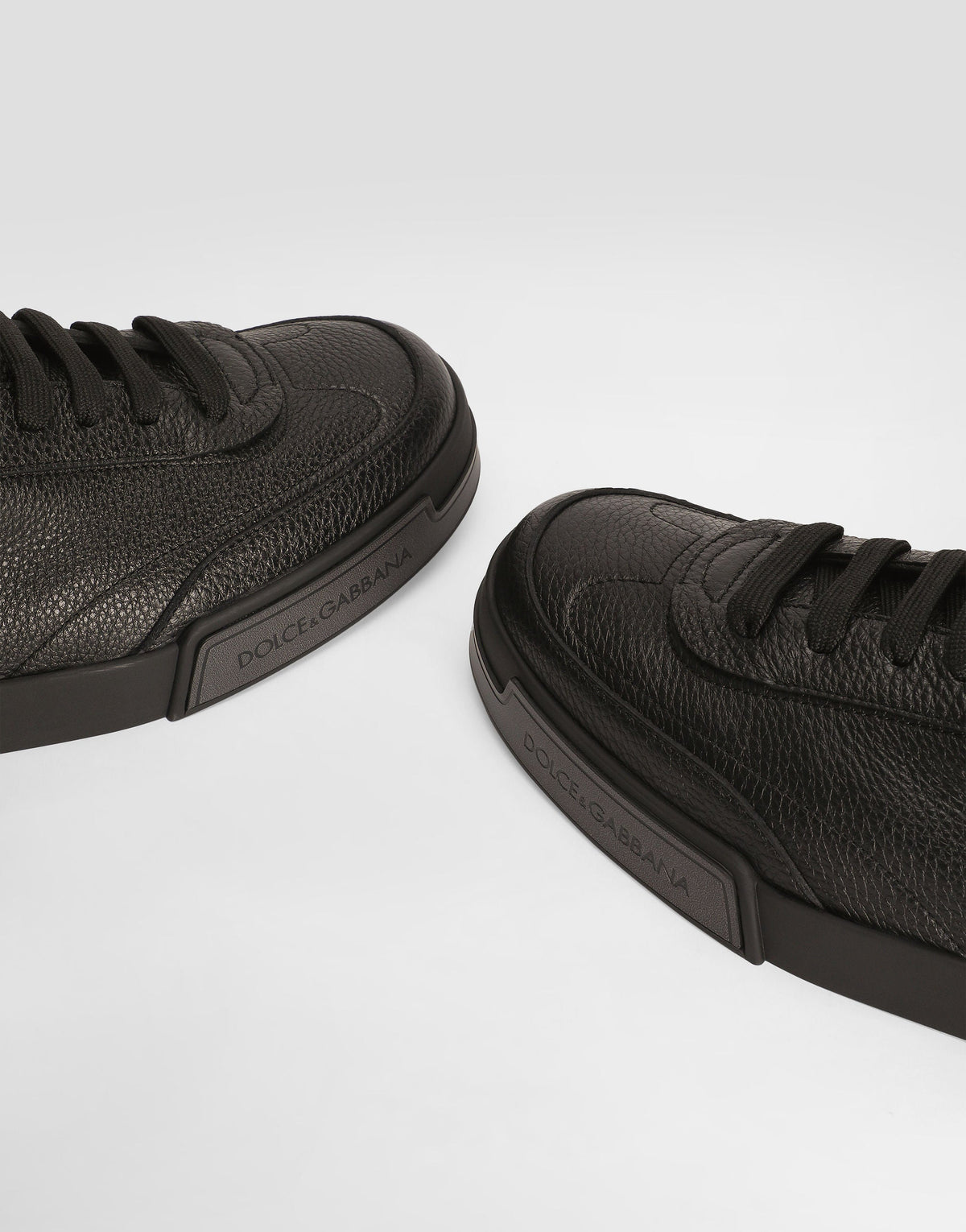 Men's Portofino Yacht Tumbled Calfskin Lace-Up Sneakers Black
