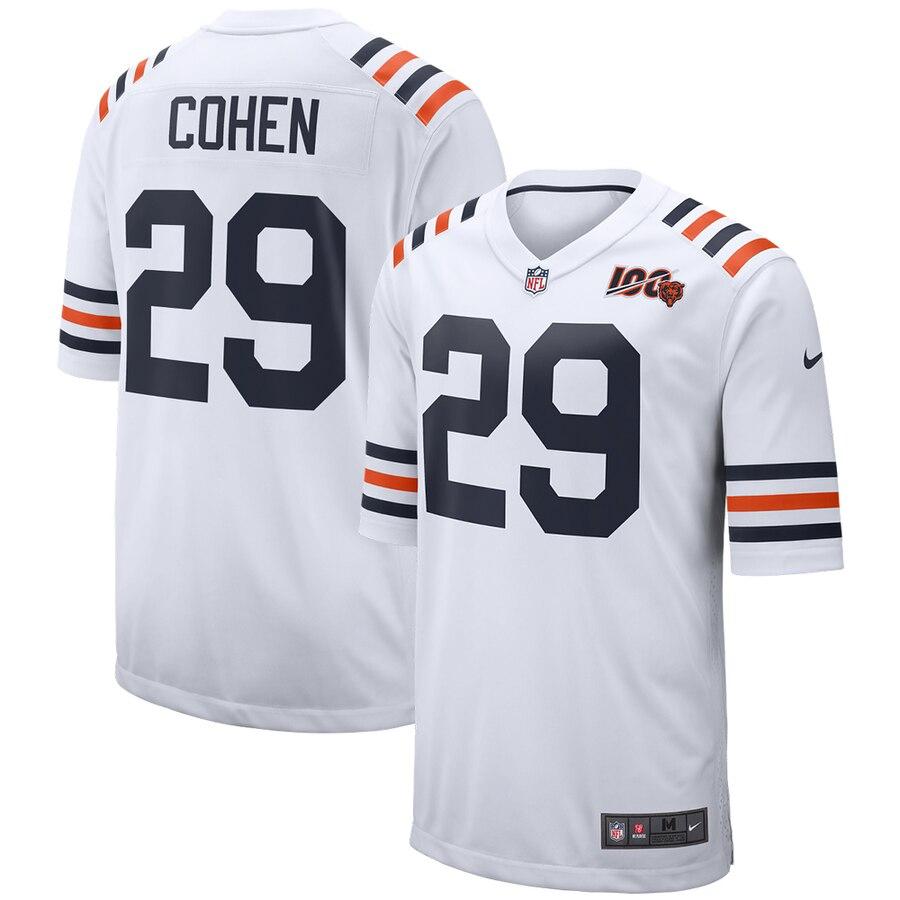 Men's Chicago Bears Tarik Cohen White 2019 100th Season Alternate Classic Player Game Jersey