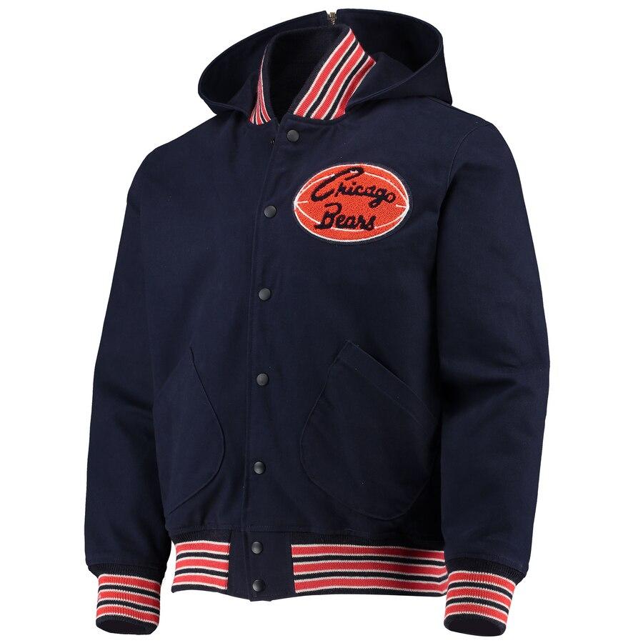Men's Chicago Bears Mitchell & Ness Navy 100th Season Fanfest Hooded Full-Snap Jacket