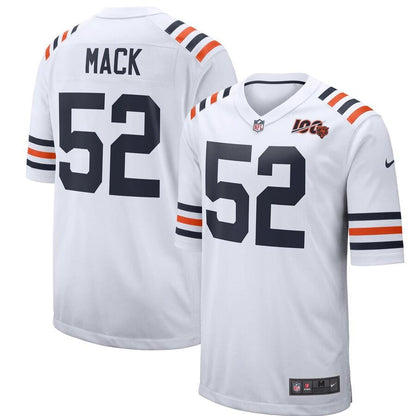 Men's Chicago Bears Khalil Mack White 2019 100th Season Alternate Classic Player Game Jersey