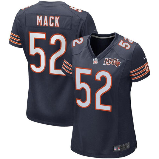 Women's Chicago Bears Khalil Mack Navy 100th Season Game Jersey