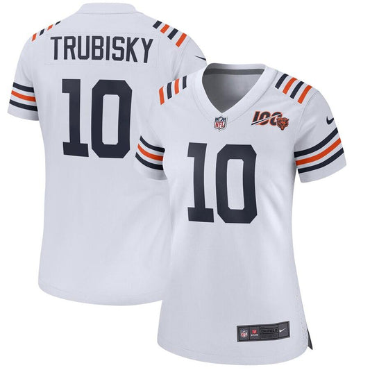 Women's Chicago Bears Mitchell Trubisky White 2019 100th Season Alternate Classic Game Jersey