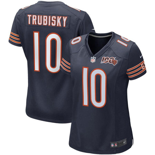 Women's Chicago Bears Mitchell Trubisky Navy 100th Season Game Jersey