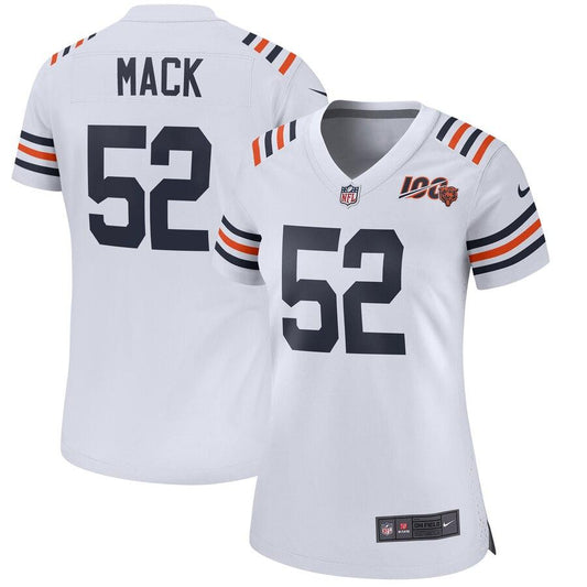 Women's Chicago Bears Khalil Mack White 2019 100th Season Alternate Classic Game Jersey