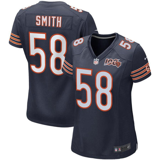 Women's Chicago Bears Roquan Smith Navy 100th Season Game Jersey