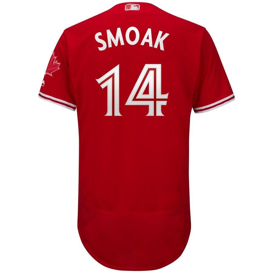 Justin Smoak Toronto Blue Jays Red Fashion Canada Day Player Flex Base Jersey