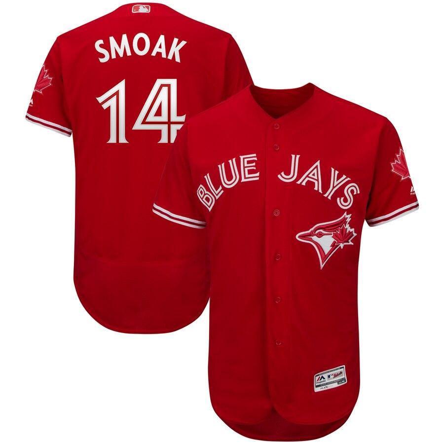 Justin Smoak Toronto Blue Jays Red Fashion Canada Day Player Flex Base Jersey